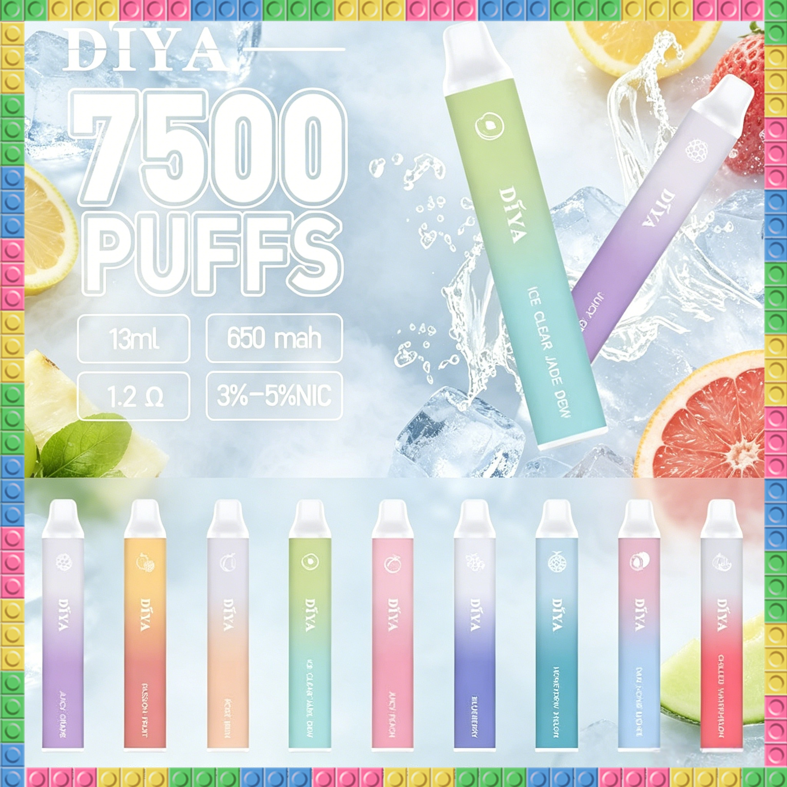 DIYA 叮啞 7500口 拋棄式一次性電子煙 全口味款式