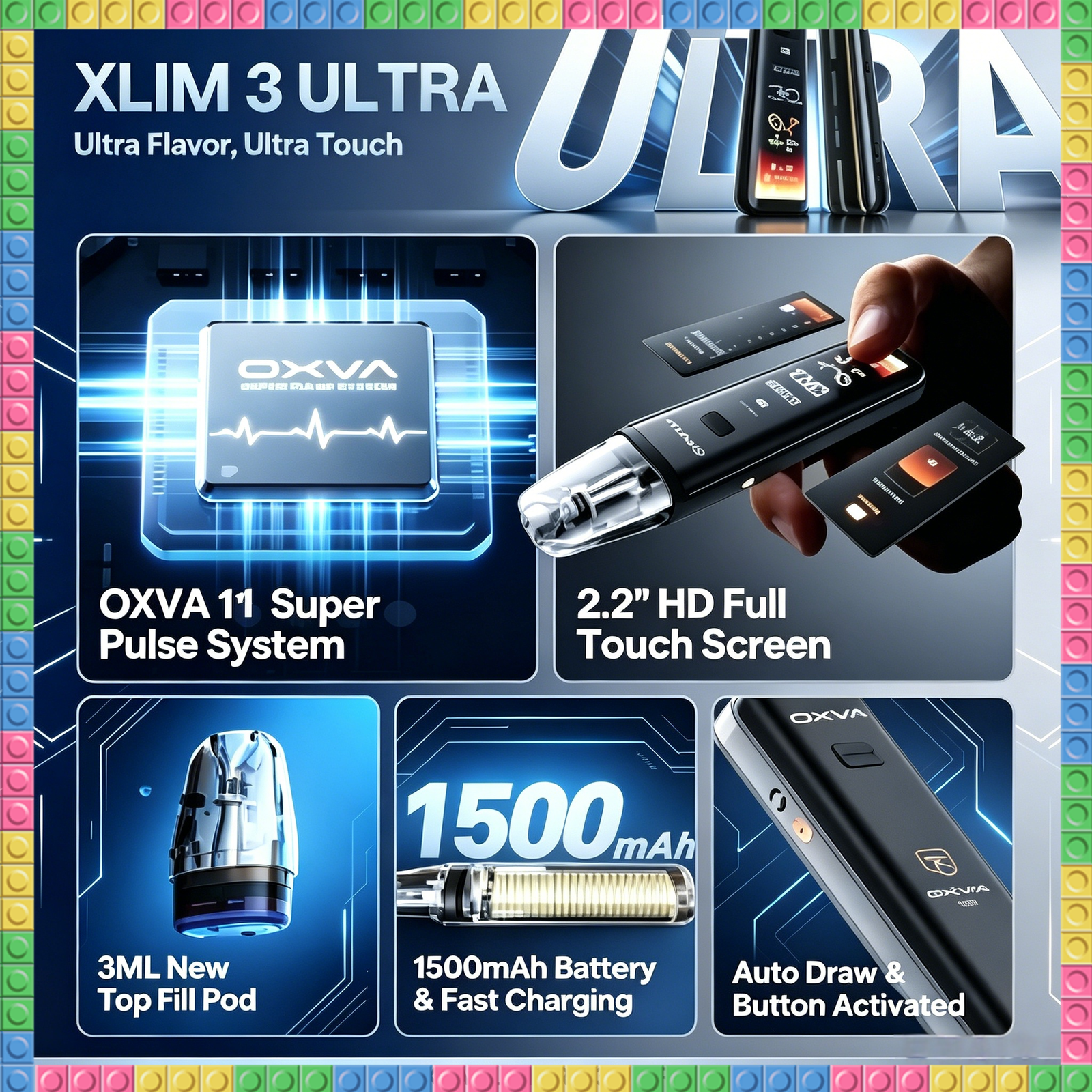 OXVA XLIM PRO 3 ULTRA 奧創小鯊牛觸控螢幕電子煙|高規格可替換式電子菸主機,台灣熱賣款